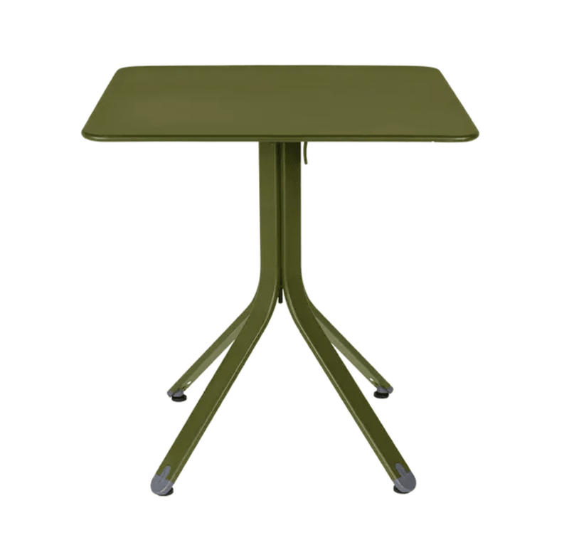 Load image into Gallery viewer, Rest'O Folding Table 71x71cm - Custom Wood DesignsFermob Rest'O folding outdoor table in metal, 71x71cm, shown in a natural setting with a green pesto finish.Fermob Outdoor Table Metal24575203075671Pesto
