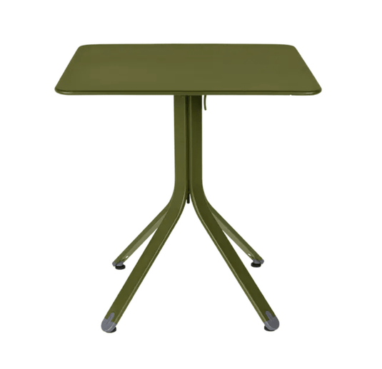 Rest'O Folding Table 71x71cm - Custom Wood DesignsFermob Rest'O folding outdoor table in metal, 71x71cm, shown in a natural setting with a green pesto finish.Fermob Outdoor Table Metal24575203075671Pesto