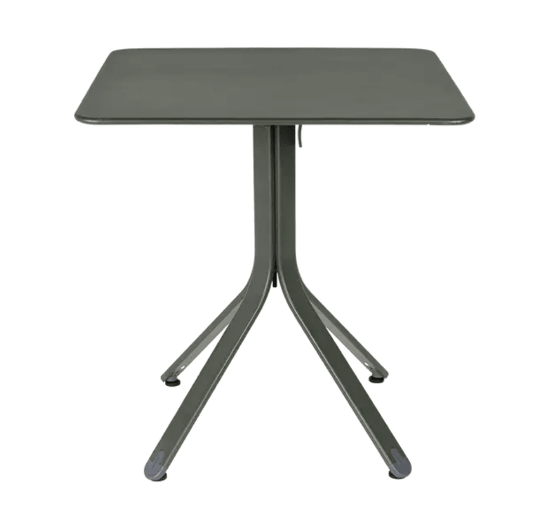 Load image into Gallery viewer, Rest'O Folding Table 71x71cm - Custom Wood DesignsFermob Rest'O folding outdoor table in metal with 71x71cm rosemary finish, shown folded with tabletop and legs visible.Fermob Outdoor Table Metal24575202810135Rosemary
