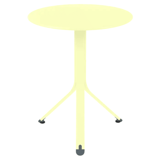 Rest'O Round Folding Table Ø60cm - Custom Wood DesignsFermob Rest'O Round Folding Table with 60cm diameter, frosted lemon finish, metal outdoor bistro table for patio or garden.Fermob Outdoor Table Metal24575209061943Frosted Lemon