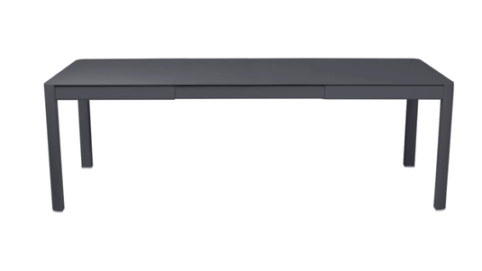 Fermob Ribambelle extendable metal table in antracite, outdoor 10-seater with aluminum design, perfect for hospitality settings.