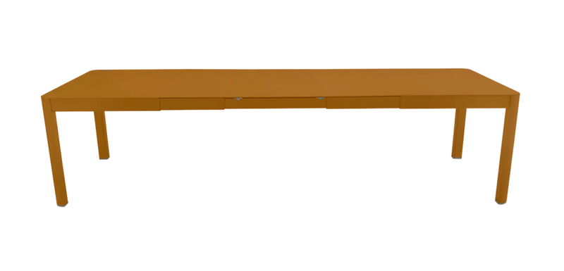 Load image into Gallery viewer, Fermob Ribambelle XL extendable metal table in gingerbread color, seating 14, perfect for large gatherings or hospitality spaces.
