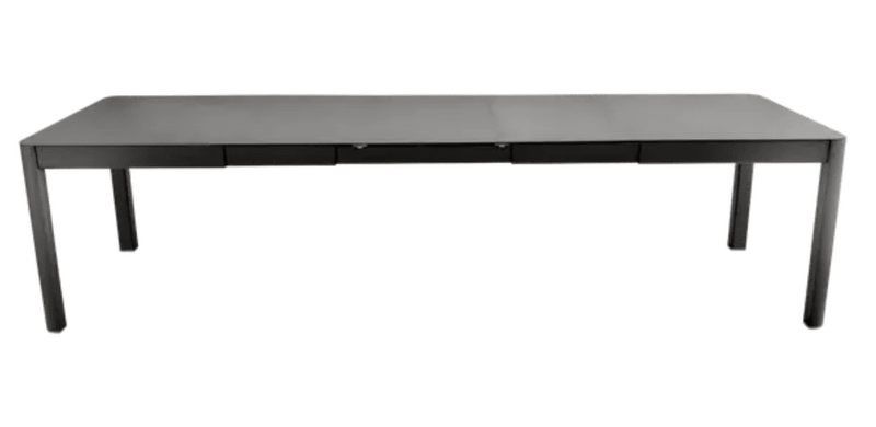 Load image into Gallery viewer, Fermob Ribambelle XL extendable metal table in Liquorice Black, large 14-seater hospitality table for dining and events.
