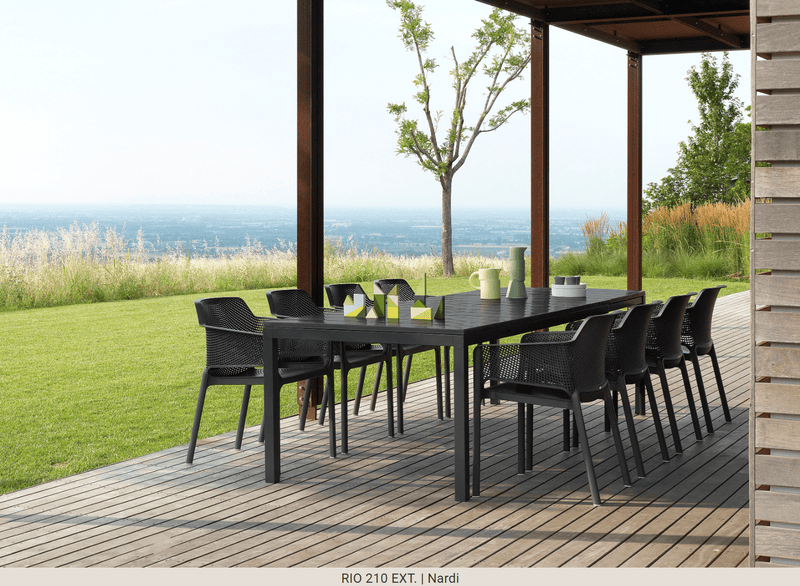 Load image into Gallery viewer, Rio 210 Extensible Table DurelTOP - Custom Wood DesignsNardi Rio 210 Extensible Outdoor Table in antracite, showcasing its extendable design and sleek outdoor furniture style.Nardi Outdoor Table24575205320119Bianco
