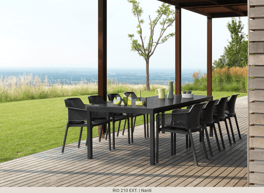 Rio 210 Extensible Table DurelTOP - Custom Wood DesignsNardi Rio 210 Extensible Outdoor Table in antracite, showcasing its extendable design and sleek outdoor furniture style.Nardi Outdoor Table24575205320119Bianco