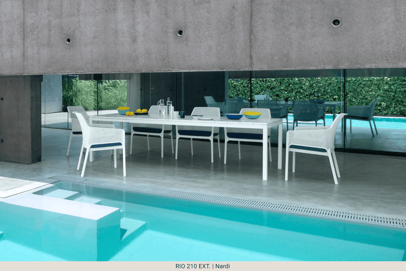 Load image into Gallery viewer, Rio 210 Extensible Table DurelTOP - Custom Wood DesignsNardi Rio 210 extensible outdoor table with white DurelTOP surface, showcasing its sleek design and extendable feature.Nardi Outdoor Table24575205320119Bianco
