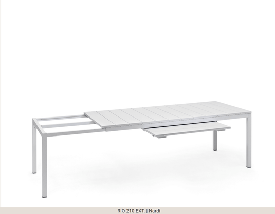 Rio 210 Extensible Table DurelTOP - Custom Wood DesignsNardi Rio 210 Extensible Outdoor Table in Bianco, featuring a sleek design and extendable surface for outdoor dining and gatherings.Nardi Outdoor Table24575205320119Bianco