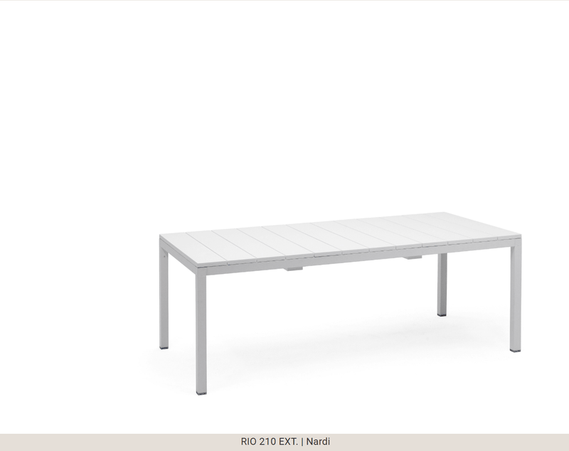 Load image into Gallery viewer, Rio 210 Extensible Table DurelTOP - Custom Wood DesignsNardi Rio 210 Extensible outdoor table with a white Bianco finish, featuring a sleek, modern design for outdoor dining and gatherings.Nardi Outdoor Table24575205320119Bianco
