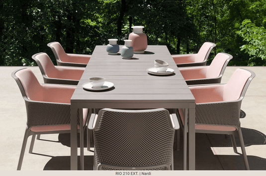 Rio 210 Extensible Table DurelTOP - Custom Wood DesignsNardi Rio 210 Extensible outdoor table in tortora color with a sleek, modern design and extendable feature for outdoor dining.Nardi Outdoor Table24575205320119Bianco