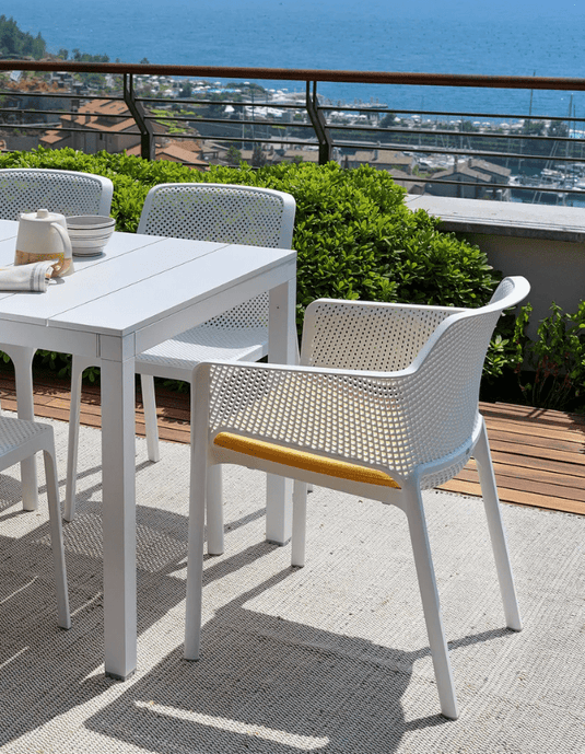 Rio Alu 140 Extensible Table - Custom Wood DesignsNardi Rio Alu 140 extensible outdoor table in white, with a sleek design and sturdy aluminum frame, suitable for outdoor dining.Nardi Table Outdoor24575206008695Bianco