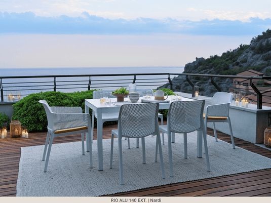 Rio Alu 140 Extensible Table - Custom Wood DesignsNardi Rio Alu 140 Extensible outdoor table in white aluminum with a sleek, modern design.Nardi Table Outdoor24575206008695Bianco