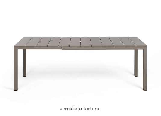 Rio Alu 140 Extensible Table - Custom Wood DesignsNardi Rio Alu 140 Extensible outdoor table in tortora color with aluminum frame, suitable for patio or garden setting.Nardi Table Outdoor24575205843159Tortora