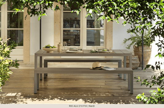 Rio Alu 210 Fixed Table - Custom Wood DesignsNardi Rio Alu 210 fixed outdoor table with aluminum frame and slatted top, ideal for garden or patio use.Nardi Outdoor Table24575205798775Tortora