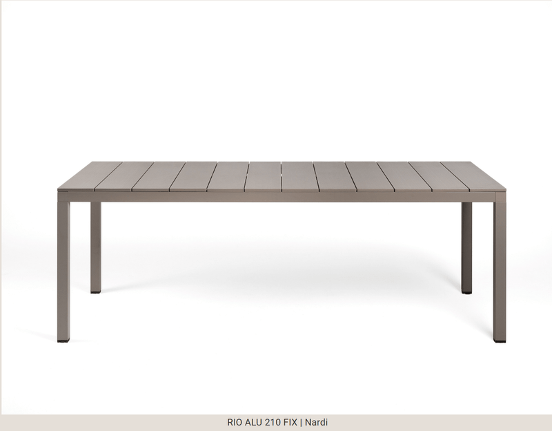 Load image into Gallery viewer, Rio Alu 210 Fixed Table - Custom Wood DesignsNardi Rio Alu 210 fixed outdoor table with aluminum construction, featuring a sleek, modern design suitable for outdoor patio spaces.Nardi Outdoor Table24575205798775Tortora
