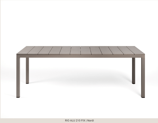Rio Alu 210 Fixed Table - Custom Wood DesignsNardi Rio Alu 210 fixed outdoor table with aluminum construction, featuring a sleek, modern design suitable for outdoor patio spaces.Nardi Outdoor Table24575205798775Tortora
