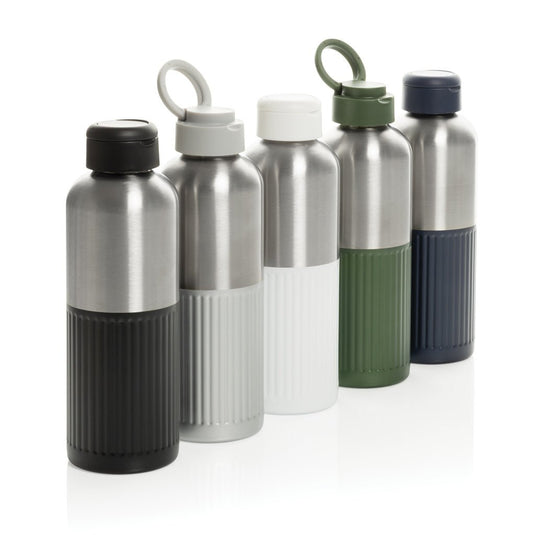 XD Xclusive Ripple RCS R-steel leakproof water bottle with handle, 750ML, recycled stainless steel with wood design.