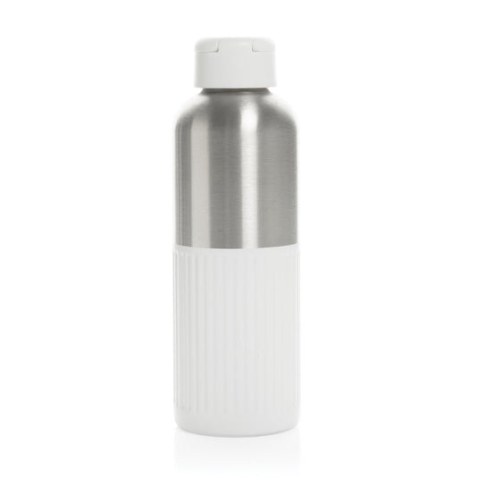 Ripple RCS R-steel leakproof water bottle with handle, 750ML, recycled stainless steel, custom wood design by XD Xclusive.