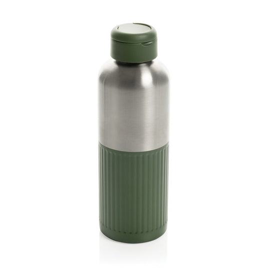 XD Xclusive Ripple RCS R-steel 750ML leakproof water bottle with handle, featuring a custom wood design and recycled stainless steel.