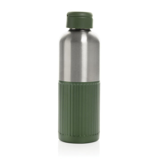 XD Xclusive Ripple RCS R-steel leakproof water bottle with handle, 750ML, recycled stainless steel with custom wood design.