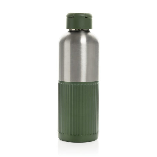 XD Xclusive Ripple RCS R-steel leakproof water bottle with handle, 750ML, recycled stainless steel with wood design.