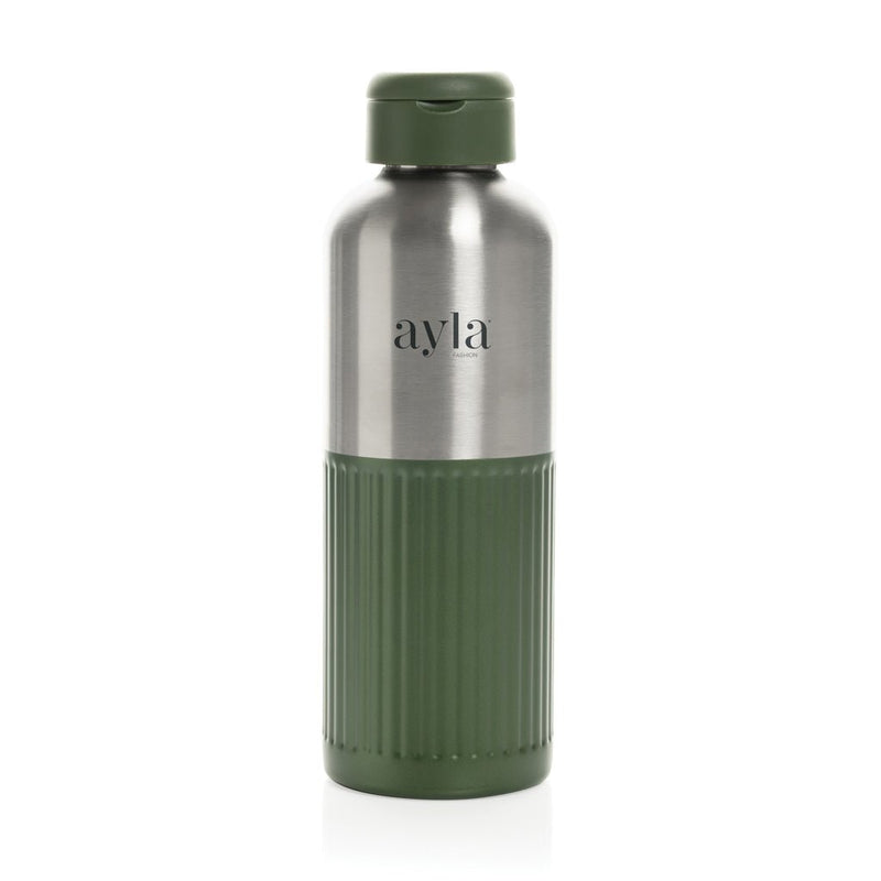 Load image into Gallery viewer, XD Xclusive Ripple RCS R-steel 750ml leakproof water bottle with handle, recycled stainless steel with wood design, drinkware.

