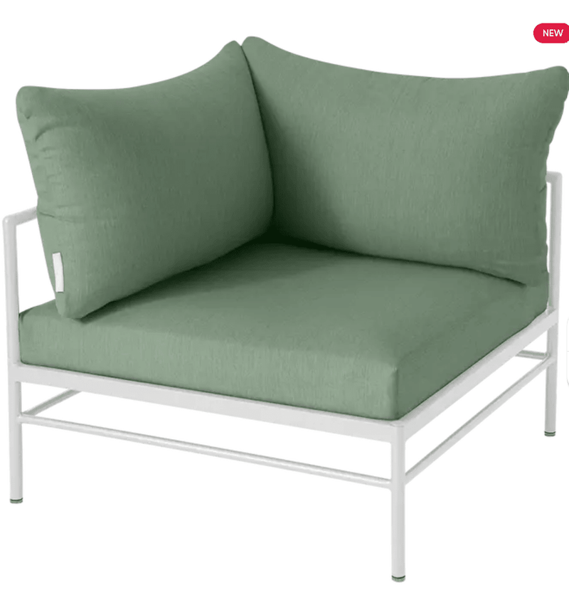 Load image into Gallery viewer, Rivage Corner Armchair - Custom Wood DesignsWhite cotton-colored Rivage Corner Armchair from Fermob, a stylish metal outdoor sofa with a modern design.Corner Outdoor Sofa Fermob Metal24575208677143Cotton White Cactus
