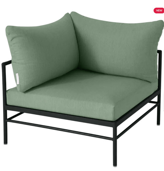 Rivage Corner Armchair - Custom Wood DesignsFermob Rivage Corner Armchair, outdoor metal sofa in liquorice color, showcasing a modern corner design with plush cushions.Corner Outdoor Sofa Fermob Metal24575207516695Liquorice Cactus