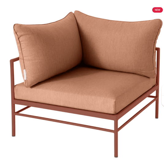 Rivage Corner Armchair - Custom Wood DesignsRed peach Fermob Rivage corner armchair for outdoor corner sofa with metal frame and plush cushions.Corner Outdoor Sofa Fermob Metal24575206157943Red ochre Peach