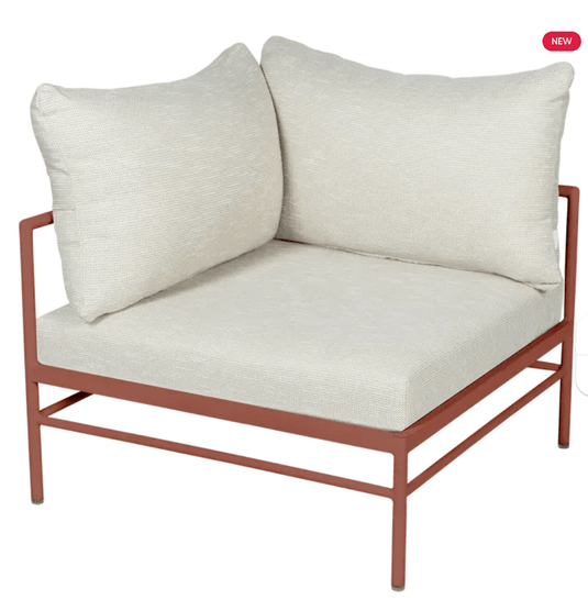 Rivage Corner Armchair - Custom Wood DesignsRed metal Rivage corner armchair from Fermob with wicker detailing, part of the outdoor corner sofa collection.Corner Outdoor Sofa Fermob Metal24575206025175Red Ochre Wicker