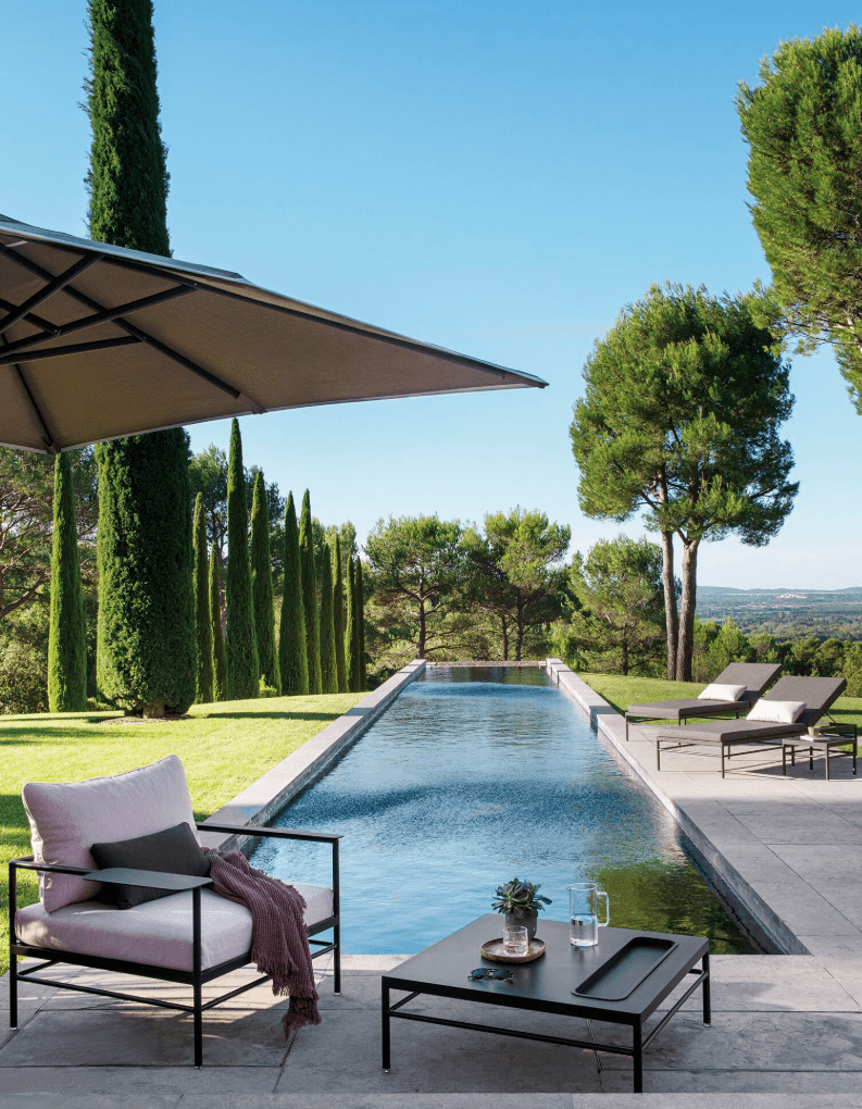 Load image into Gallery viewer, Rivage Low Armchair Fermob - Custom Wood DesignsFermob Rivage outdoor metal armchair in antracite papyrus color, designed for garden or patio seating.Fermob Rivage Outdoor Metal Armachir24575201525495Acapulco Straciatella
