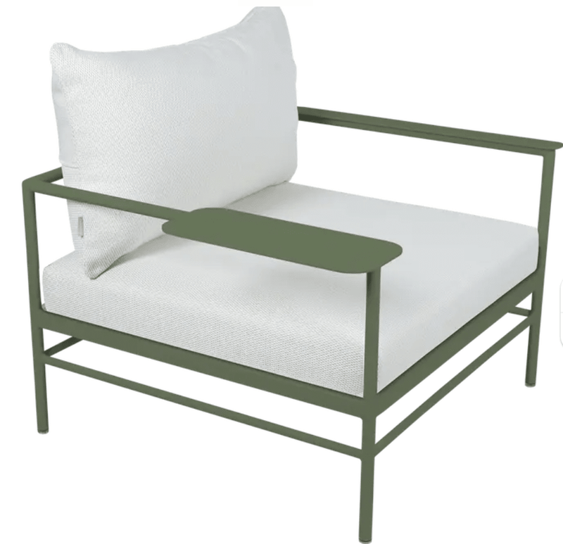 Load image into Gallery viewer, Rivage Low Armchair Fermob - Custom Wood DesignsFermob Rivage outdoor metal armchair with low armrests, featuring a sleek design suitable for garden and patio seating.Fermob Rivage Outdoor Metal Armachir24575200630583Ccatus Pearl
