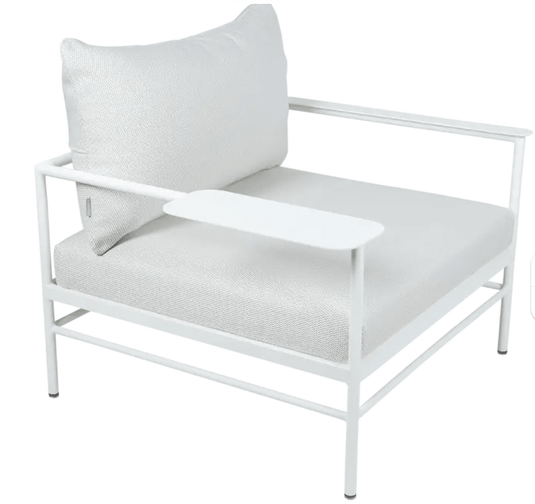Rivage Low Armchair Fermob - Custom Wood DesignsFermob Rivage low armchair with white perforated metal frame, suitable for outdoor garden seating.Fermob Rivage Outdoor Metal Armachir24575200299511Cotton White Pearl