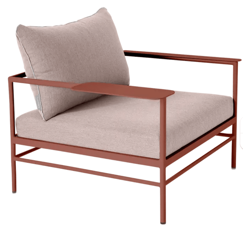 Load image into Gallery viewer, Rivage Low Armchair Fermob - Custom Wood DesignsRed Fermob Rivage low armchair with metal frame, suitable for outdoor garden furniture, featuring a modern design.Fermob Rivage Outdoor Metal Armachir24575209901207Red Ochre Papyrus
