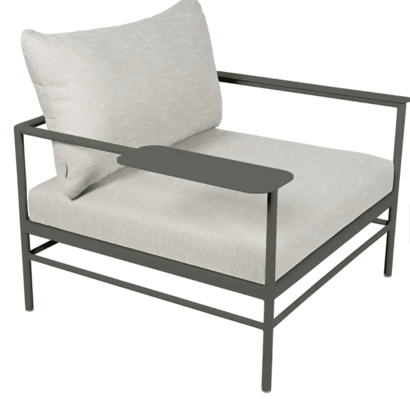 Load image into Gallery viewer, Rivage Low Armchair Fermob - Custom Wood DesignsFermob Rivage low armchair with metal frame and woven wicker seat, outdoor garden furniture for relaxing in the garden.Fermob Rivage Outdoor Metal Armachir24575209570135Rosemary Wicker
