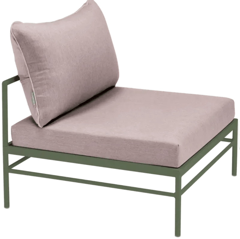Load image into Gallery viewer, Rivage Low Chair by Fermob - Custom Wood DesignsFermob Rivage Low Chair outdoor metal sofa in Papyrus color, featuring a modern design with armrests and a comfortable seat.Outdoor Sofa Metal Fermob24575209236759Cactus Papyrus
