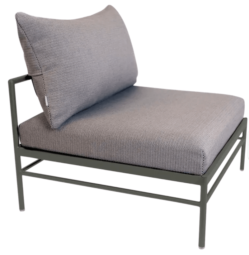 Load image into Gallery viewer, Rivage Low Chair by Fermob - Custom Wood DesignsRivage Low Chair by Fermob, outdoor metal sofa with a Rosemary Straciatella cushion, stylish outdoor furniture for garden or patio.Outdoor Sofa Metal Fermob24575206552023Rosemary Straciatella
