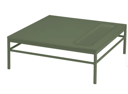 Rivage Low Table 85x85cm - Custom Wood DesignsFermob Rivage outdoor metal low table, 85x85cm, with a modern design, shown outdoors with a cactus in the background.Fermob Rivage Outdoor Metal Table24575200583799Cactus