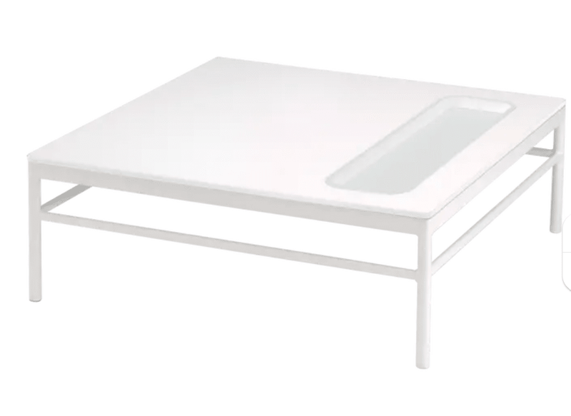 Load image into Gallery viewer, Rivage Low Table 85x85cm - Custom Wood DesignsFermob Rivage outdoor metal low table in cotton white, 85x85cm, featuring a sleek, minimal design for outdoor patio settings.Fermob Rivage Outdoor Metal Table24575200451031Cotton White

