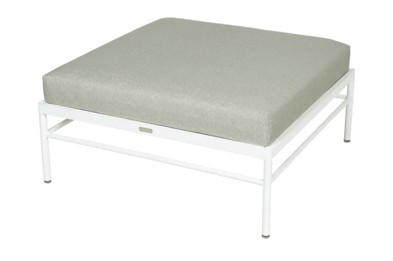 Load image into Gallery viewer, Rivage Ottoman - Custom Wood DesignsCotton white and meadow green Rivage Ottoman by Fermob, outdoor metal lounge footstool with aluminum frame.Ottoman Outdoor Furniture Fermob Metal24575204210295Cotton White Meadow Green
