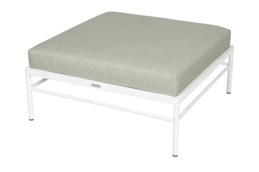 Rivage Ottoman - Custom Wood DesignsCotton white and meadow green Rivage Ottoman by Fermob, outdoor metal lounge footstool with aluminum frame.Ottoman Outdoor Furniture Fermob Metal24575204210295Cotton White Meadow Green