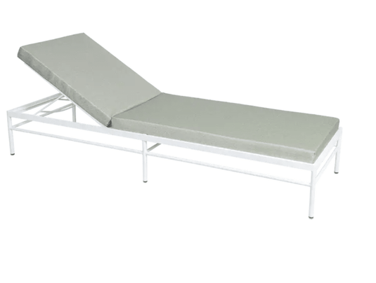 Rivage Sunlounger Luxury - Custom Wood DesignsWhite and meadow green Fermob Rivage luxury metal sunlounger with sleek design and cushioned seating for outdoor relaxation.Sunlounger Metal24575201275703Cotton White Meadow Green