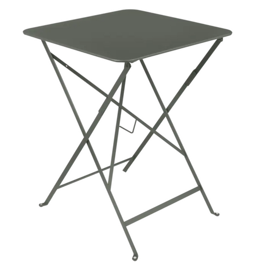 Fermob metal foldable bistro table in rosemary green, 57x57 inches, outdoor cafe table with a compact, foldable design