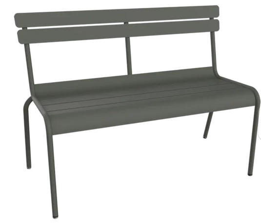 Fermob Luxembourg 2/3-seater outdoor bench with backrest, featuring sleek design and durable metal construction for indoor or outdoor use.
