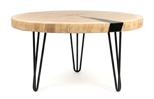 Oval Nature solid oak live edge round coffee table Ireland – custom made by Custom Wood Designs