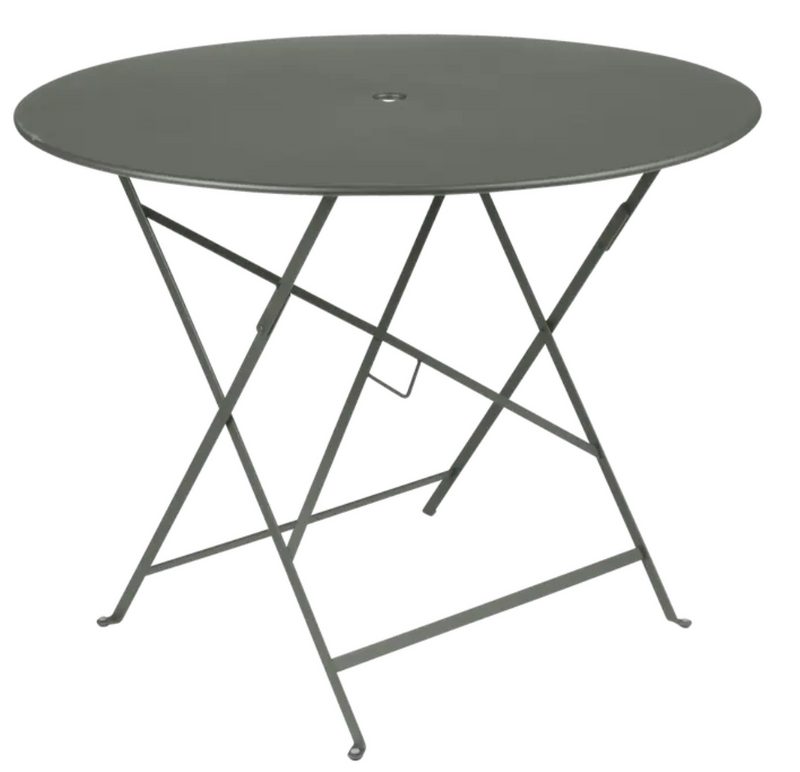Load image into Gallery viewer, Fermob round bistro table with a 96cm diameter in Rozemary muted green, outdoor cafe furniture with powder-coated finish.
