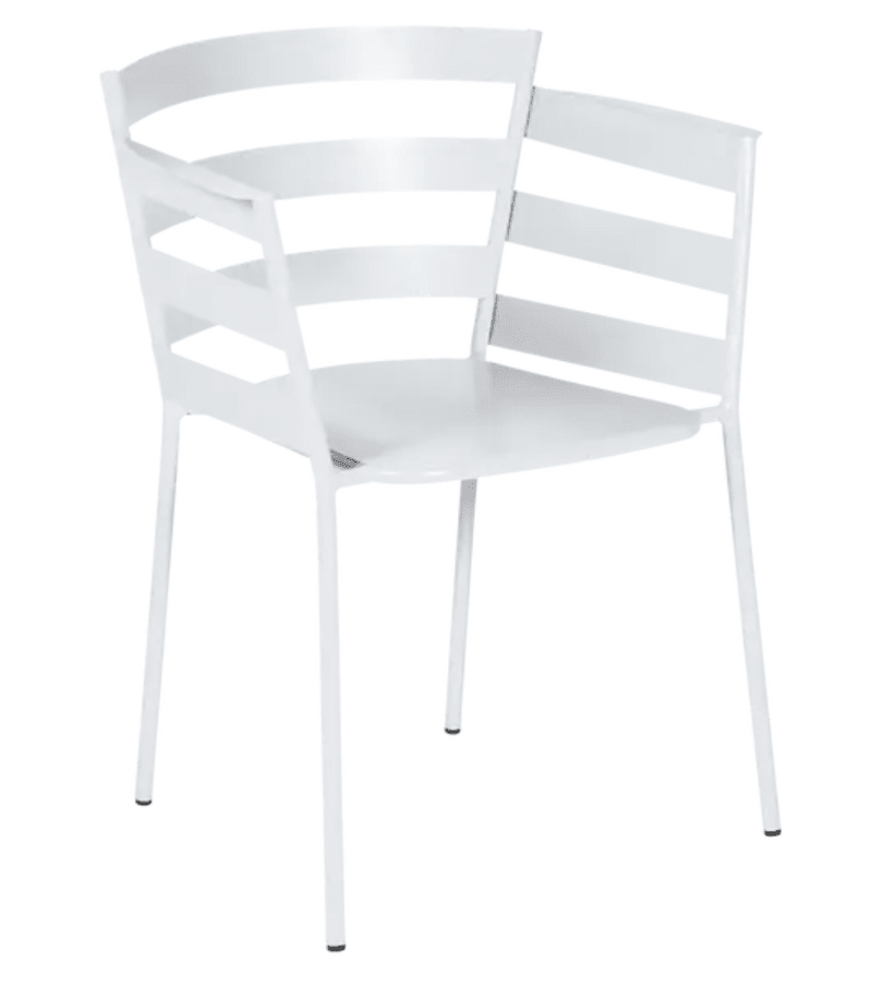Load image into Gallery viewer, Cotton white Fermob RYTHMIC outdoor armchair with a modern design, featuring a spacious seat and metal frame.
