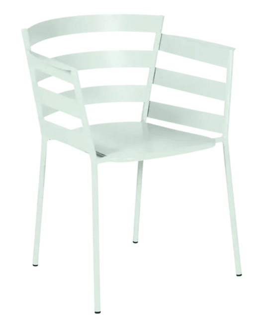 Fermob RYTHMIC outdoor armchair in Ice Mint color with a modern, curved design for outdoor seating.