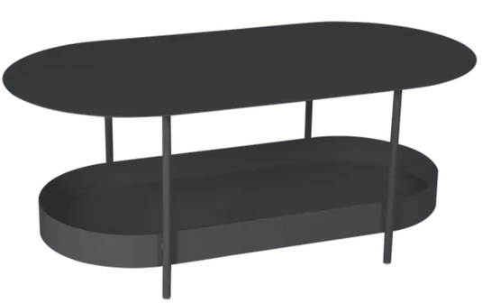 Antracite Fermob Salsa low table measuring 113x58cm with a sleek, modern design on a neutral background.