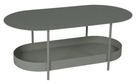 Rose-colored Salsa low table by Fermob with a 113x58cm surface, featuring modern design and smooth finish.