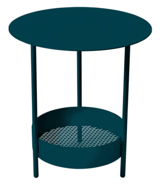 Fermob Salsa pedestal side table with colorful ceramic top, suitable for outdoor use in Ireland.